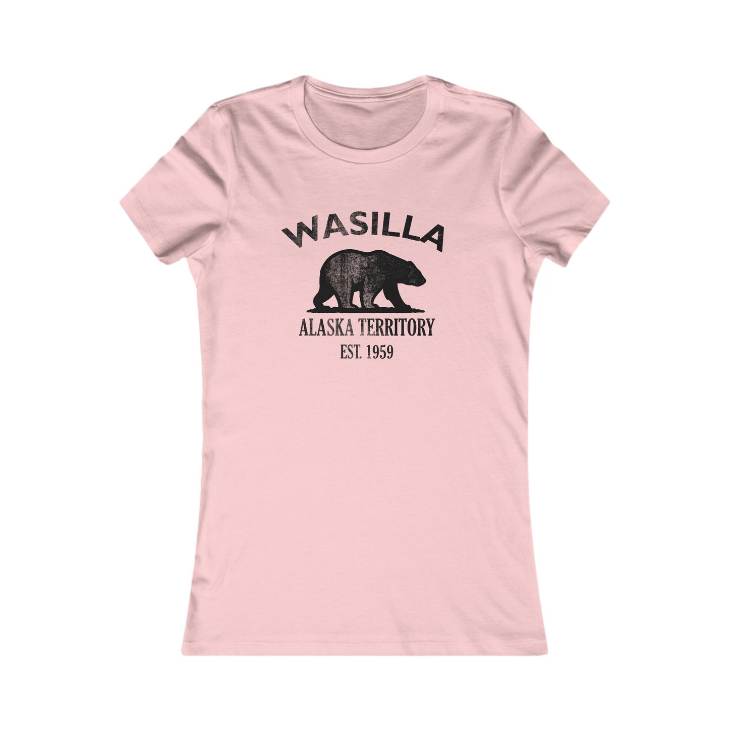 Wasilla Alaska Vintage Retro Womens Fitted Ringspun Cotton Tee - Black Logo