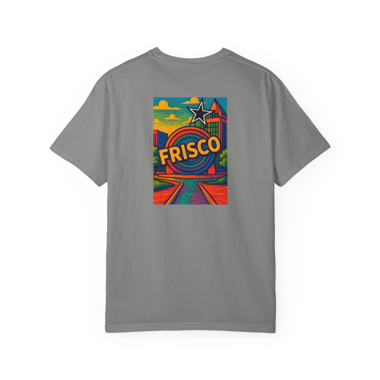 Frisco Texas Vintage Retro Back Printed Art Series Cotton Tee - Black Logo