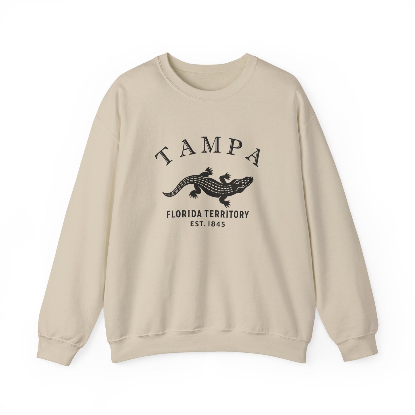 Tampa Florida Vintage Retro Unisex Heavy Crewneck Sweatshirt - Black Logo