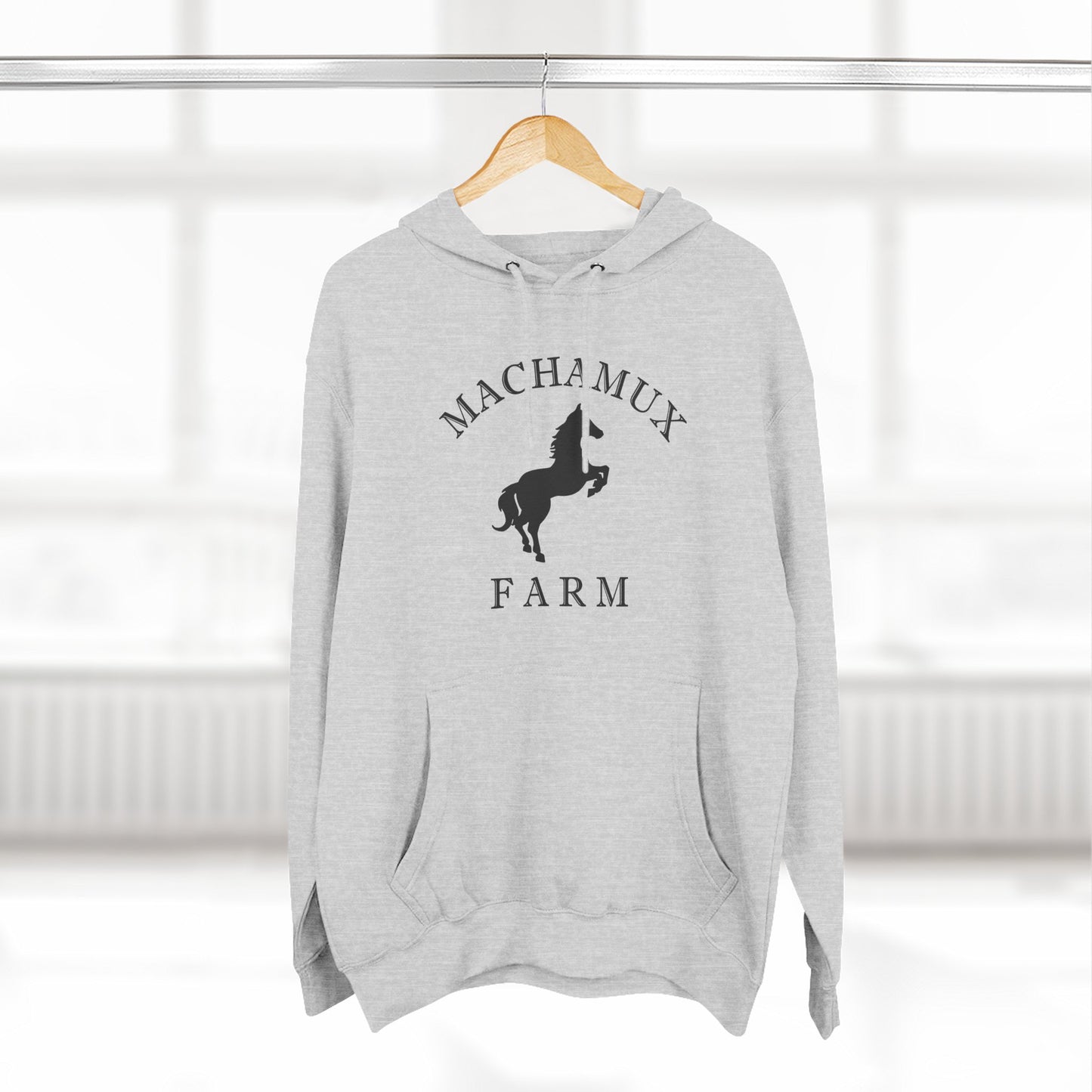 Machamux Farm Vintage Retro Unisex Heavy Cotton Hoodie - Black Logo