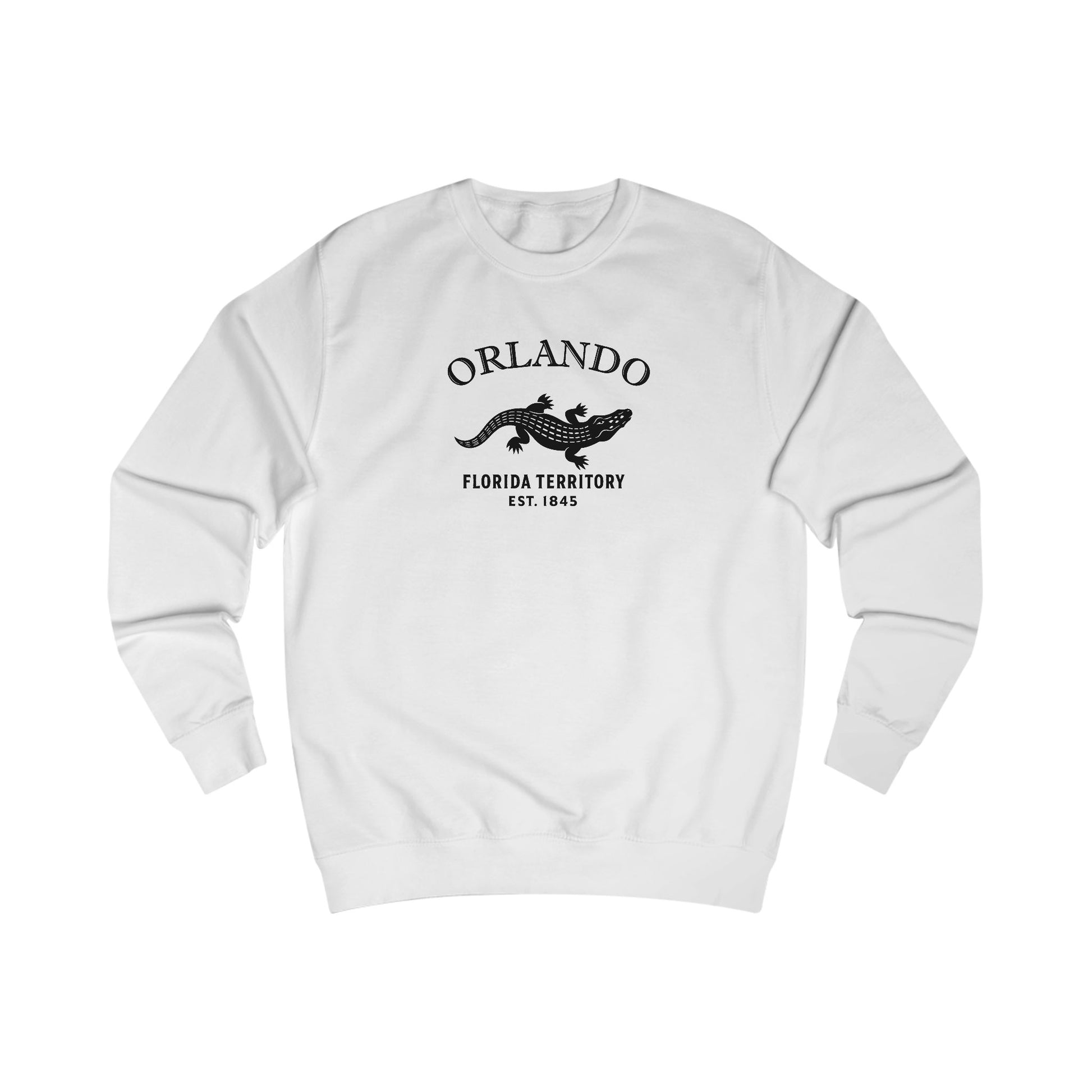 Orlando Florida Vintage Retro Premium Crewneck Sweatshirt - Black Logo - Arctic White