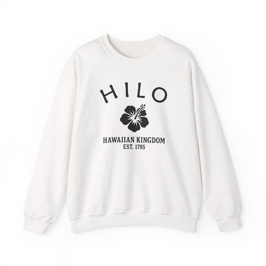 Hilo Hawaii Vintage Retro Unisex Heavy Crewneck Sweatshirt - Black Logo