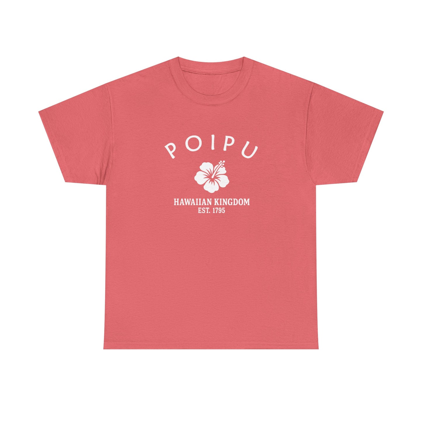 Poipu Hawaii Vintage Retro Unisex Heavy Cotton Tee - White Logo