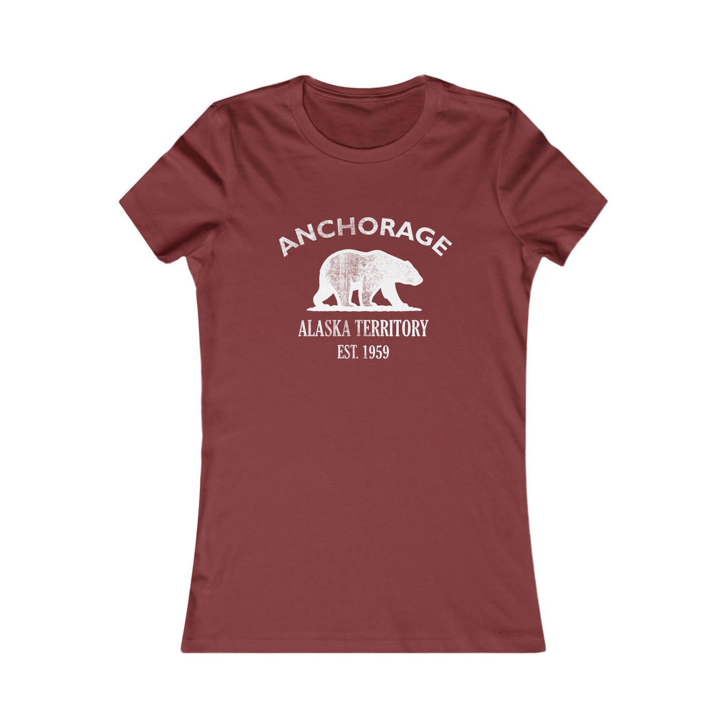 Anchorage Alaska Vintage Retro Womens Fitted Ringspun Cotton Tee - White Logo