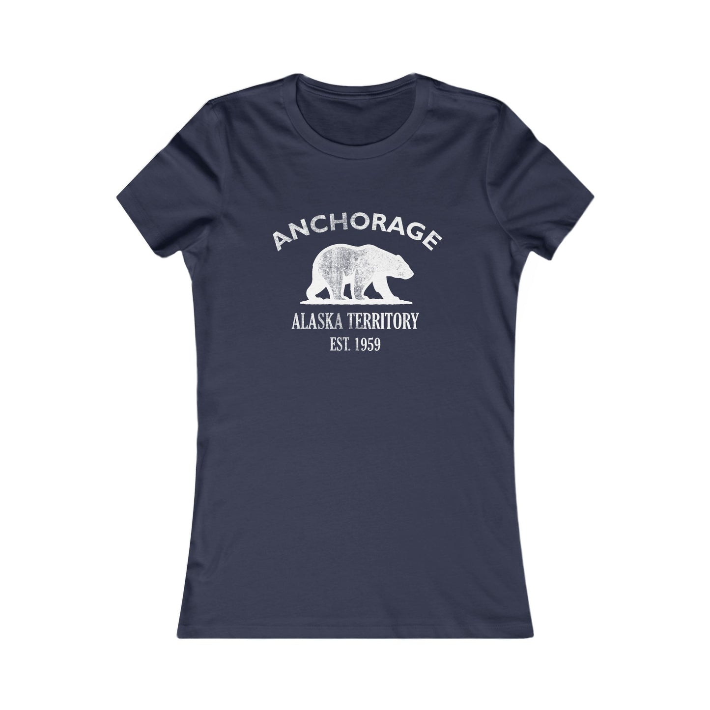 Anchorage Alaska Vintage Retro Womens Fitted Ringspun Cotton Tee - White Logo