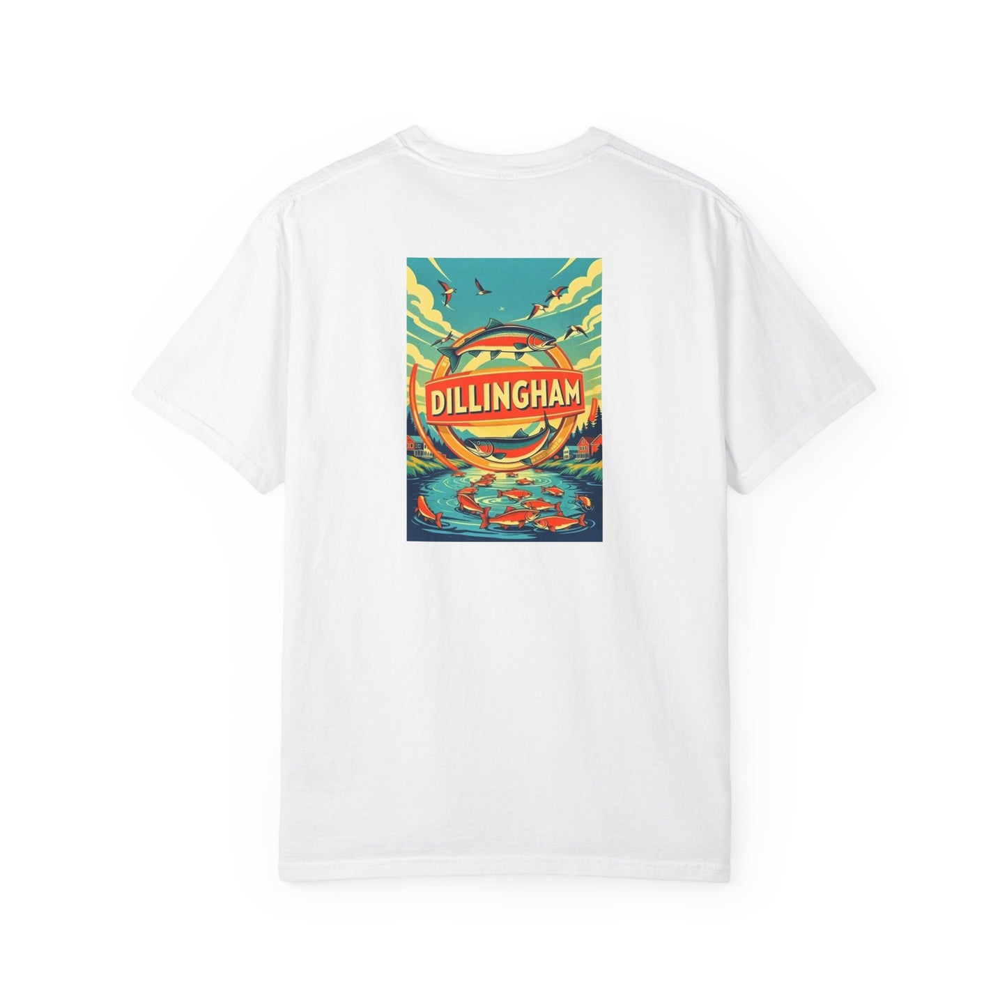 Dillingham Alaska Vintage Retro Back Printed Art Series Cotton Tee - Black Logo