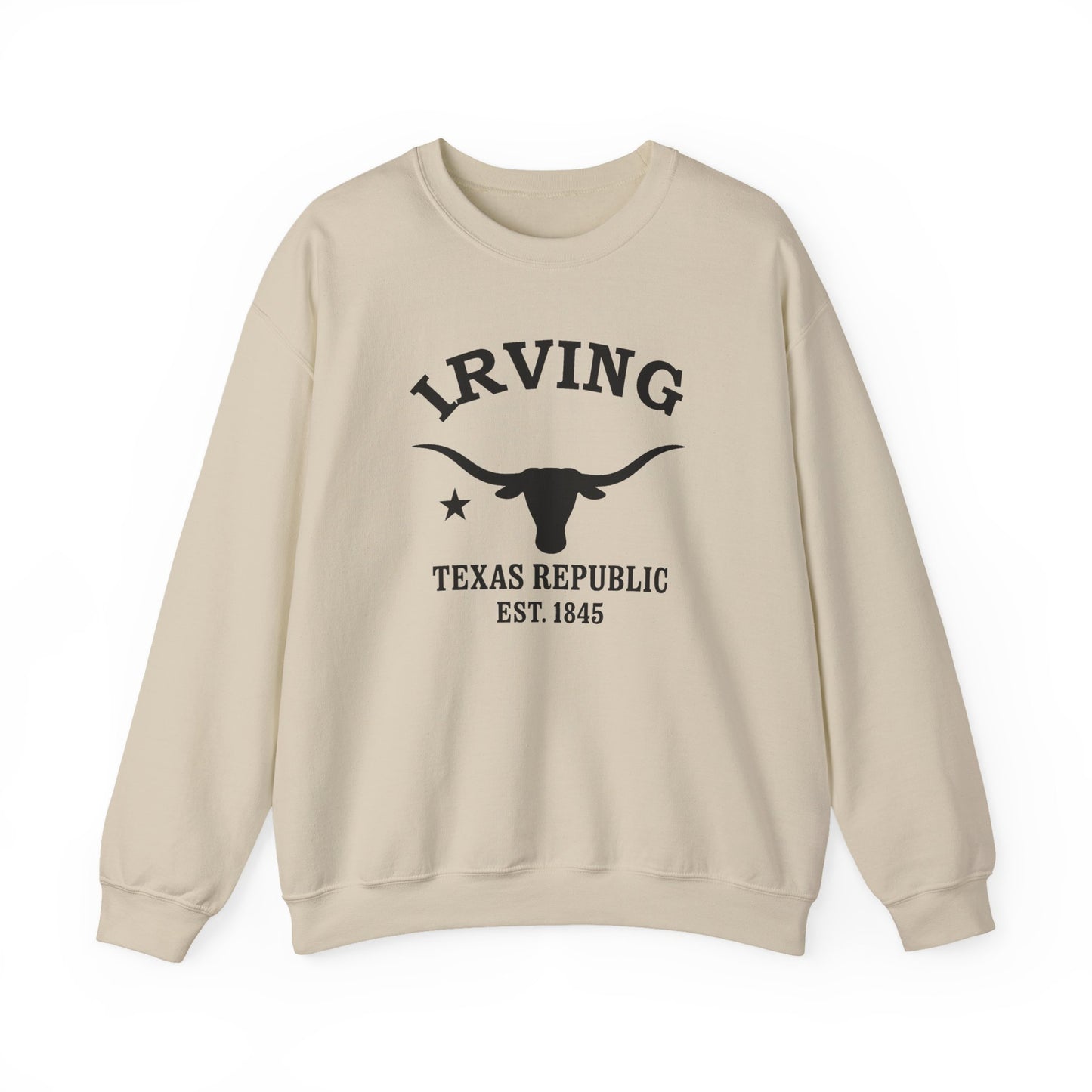 Irving Texas Vintage Retro Unisex Heavy Crewneck Sweatshirt - Black Logo