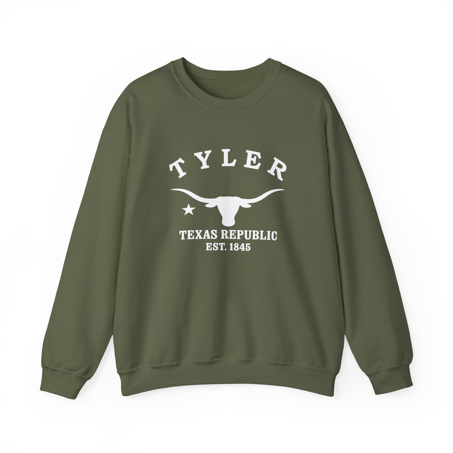 Tyler Texas Vintage Retro Unisex Heavy Crewneck Sweatshirt - White Logo