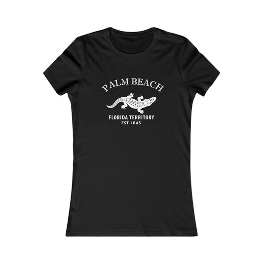 Palm Beach Florida Vintage Retro Womens Fitted Ringspun Cotton Tee - White Logo