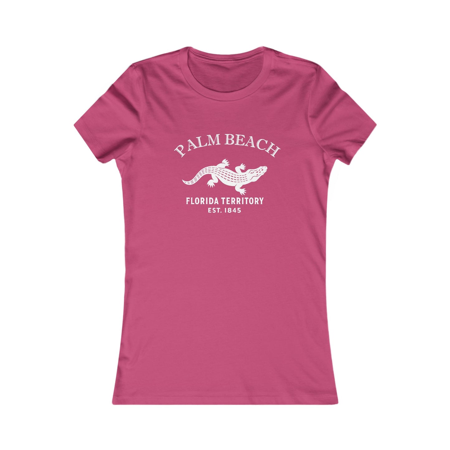 Palm Beach Florida Vintage Retro Womens Fitted Ringspun Cotton Tee - White Logo