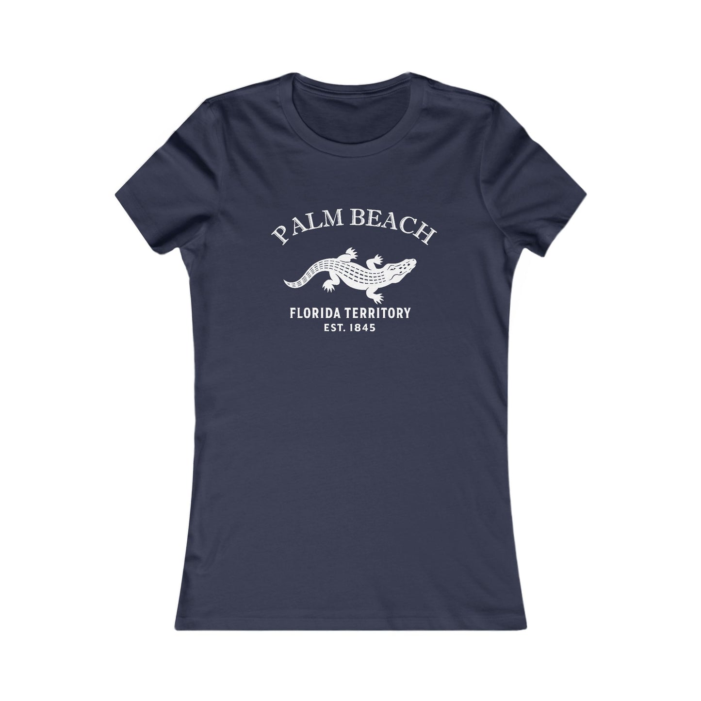 Palm Beach Florida Vintage Retro Womens Fitted Ringspun Cotton Tee - White Logo