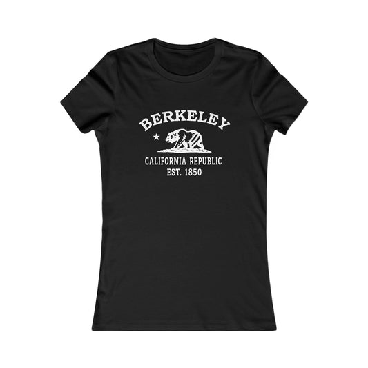 Berkeley California Vintage Retro Womens Fitted Ringspun Cotton Tee - White Logo