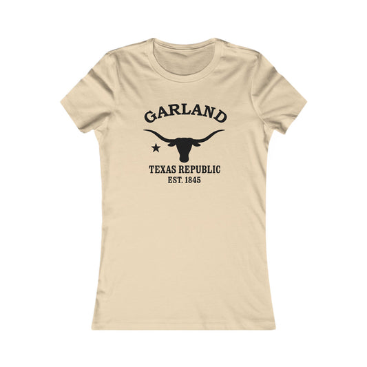 Garland Texas Vintage Retro Womens Fitted Ringspun Cotton Tee - Black Logo