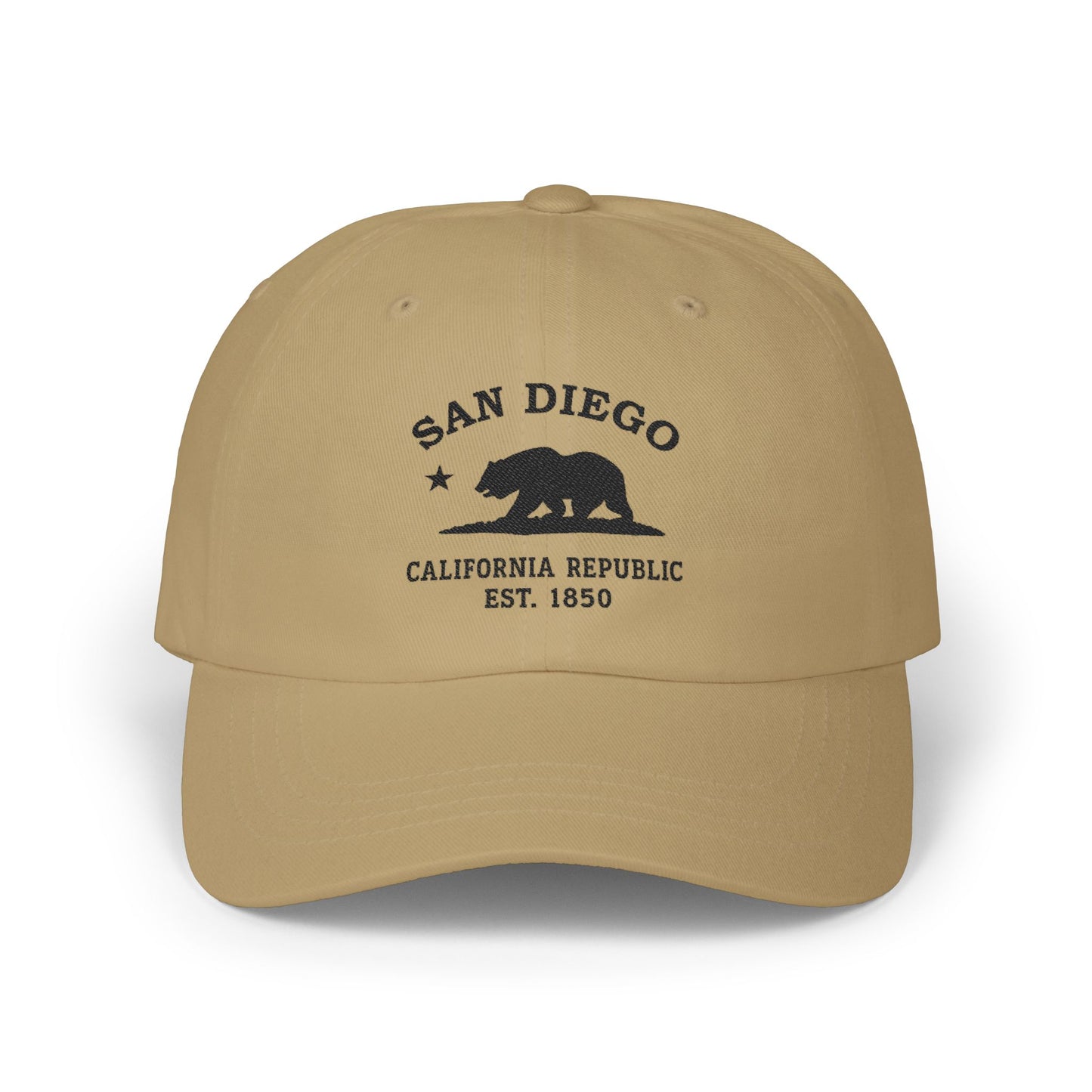 San Diego California Classic Embroidered Vintage Retro Cotton Cap - Black Logo