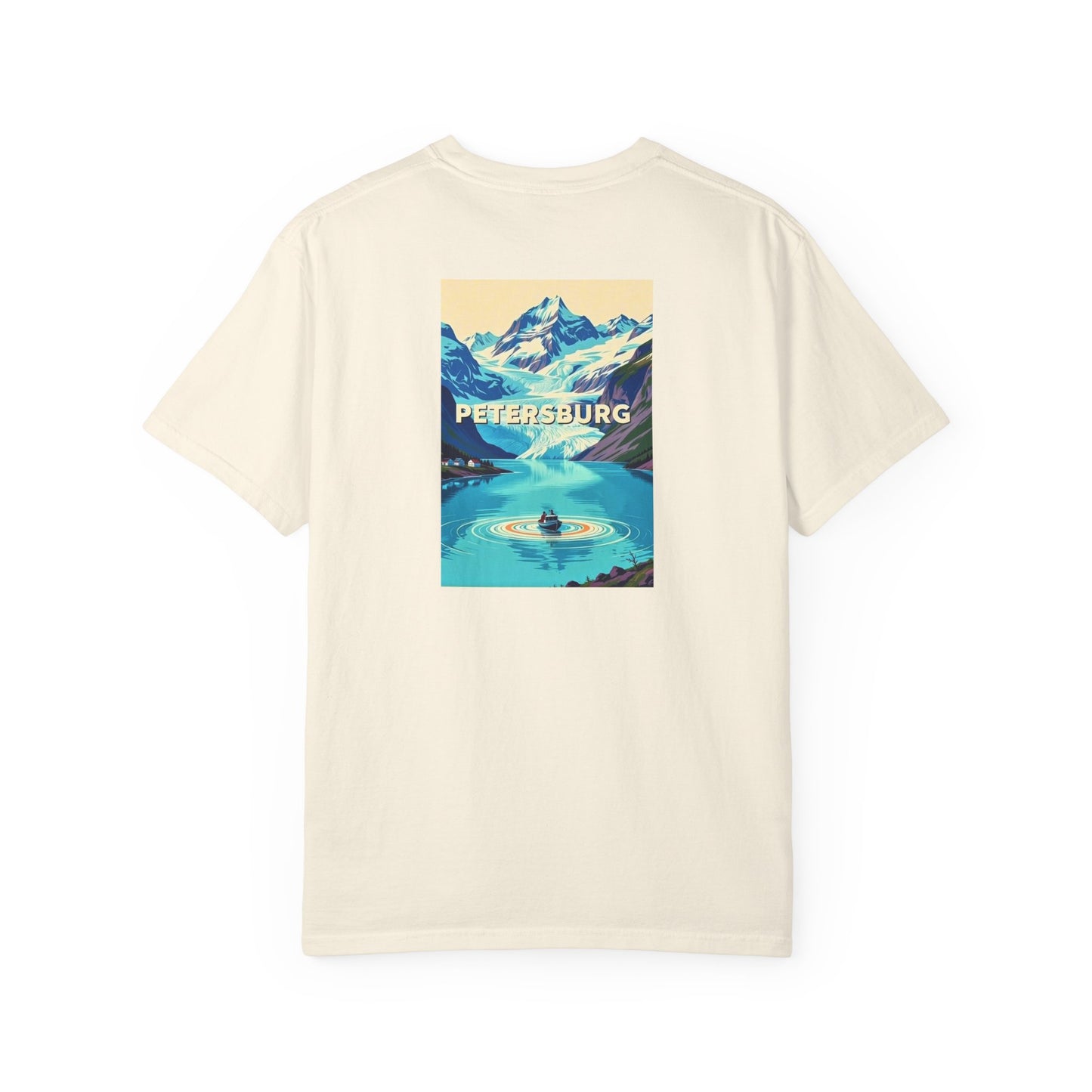 Petersburg Alaska Vintage Retro Back Printed Art Series Cotton Tee - Black Logo