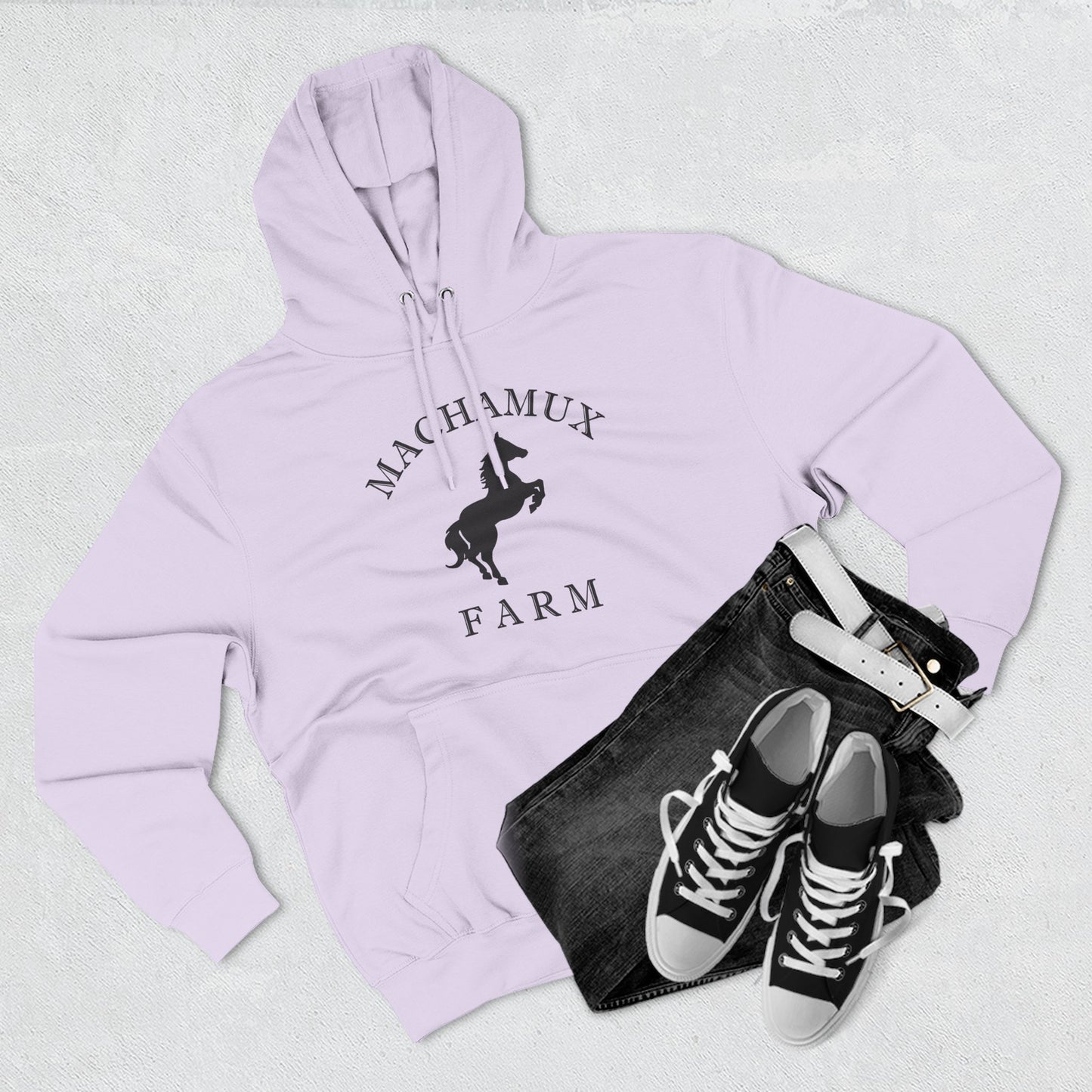 Machamux Farm Vintage Retro Unisex Heavy Cotton Hoodie - Black Logo