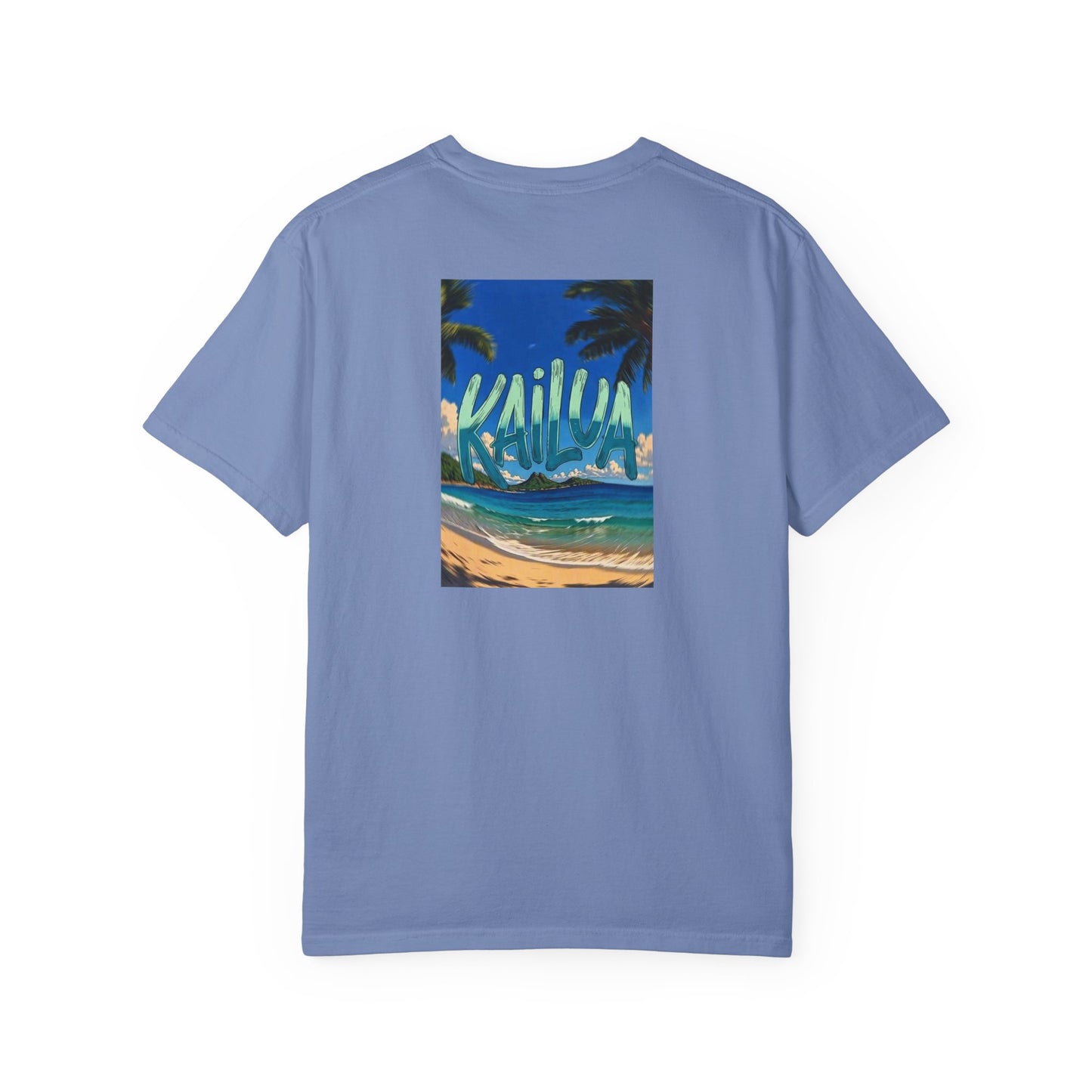Kailua Hawaii Vintage Retro Back Printed Art Series Cotton Tee - Black Logo