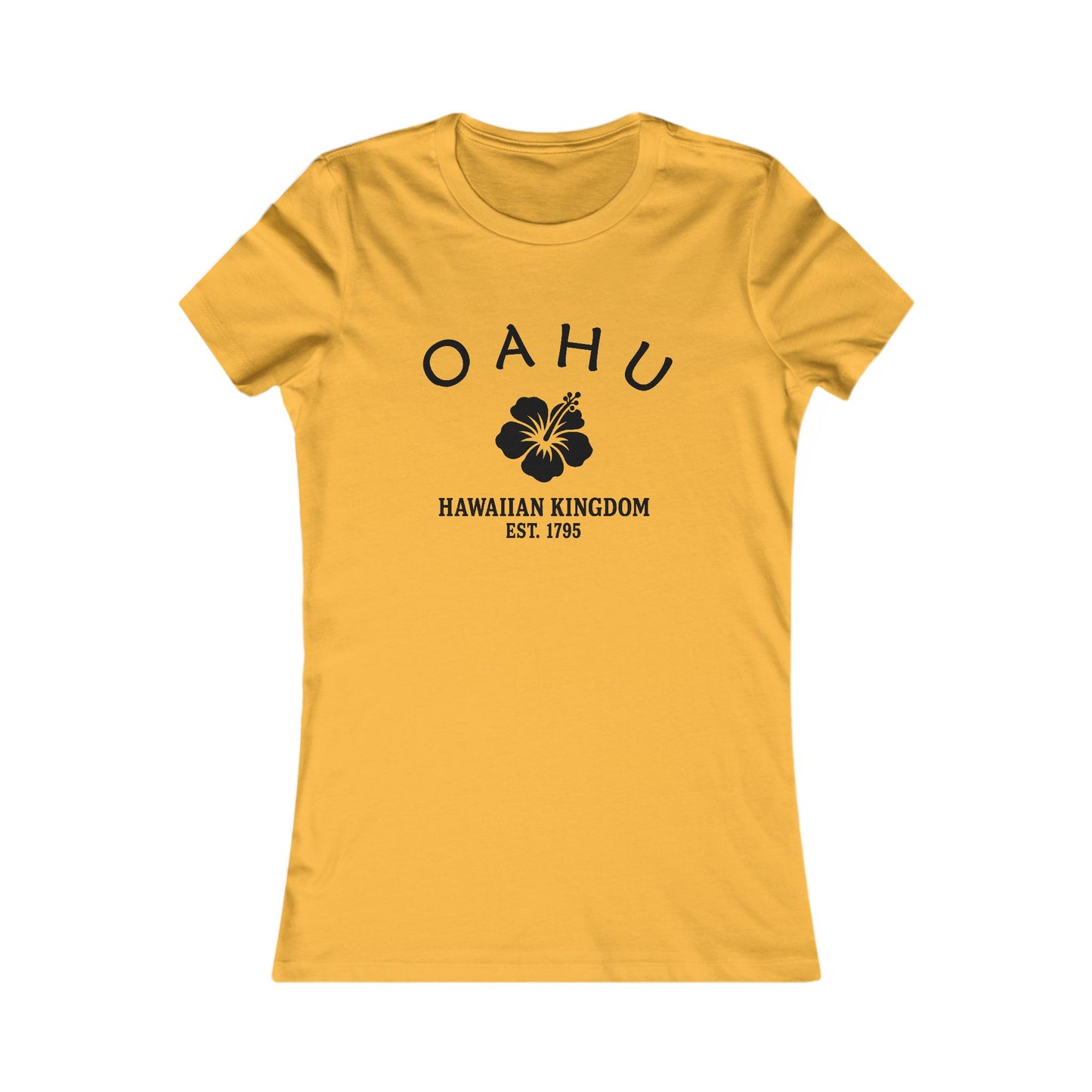 Oahu Hawaii Ringspun Cotten Fitted Vintage Retro Womens Tee - Black Logo
