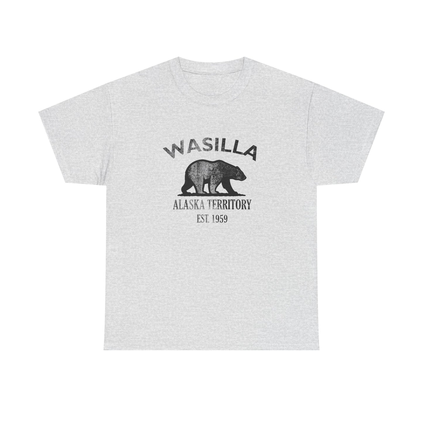 Wasilla Alaska Vintage Retro Unisex Heavy Cotton Tee - Black Logo