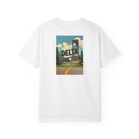 Delta Junction Alaska Vintage Retro Back Printed Art Series Cotton Tee - Black Logo