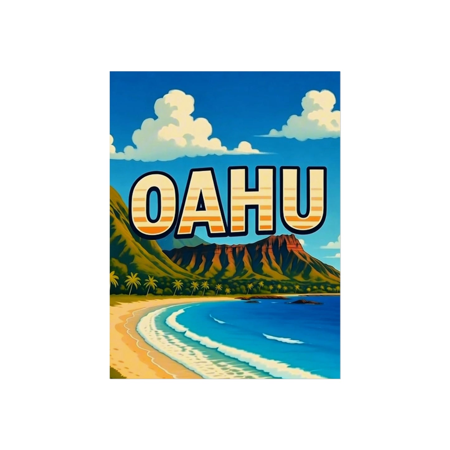 Oahu Hawaii Vintage Retro Giclée Print Art Series Poster