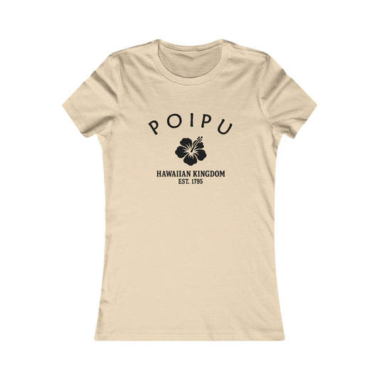 Poipu Hawaii Vintage Retro Womens Fitted Ringspun Cotton Tee - Black Logo