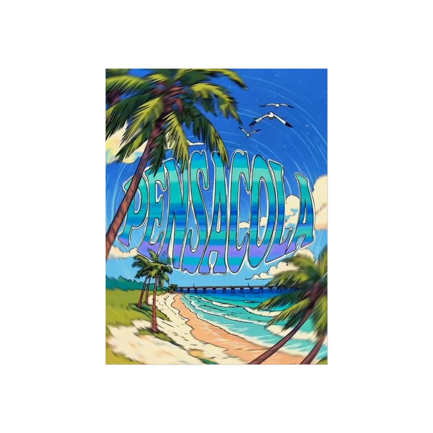 Pensacola Florida Vintage Retro Giclée Print Art Series Poster