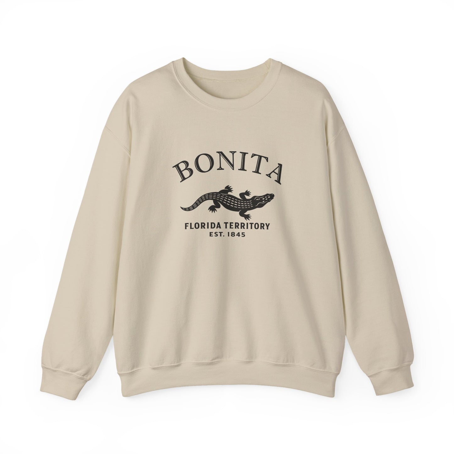 Bonita Florida Vintage Retro Unisex Heavy Crewneck Sweatshirt - Black Logo