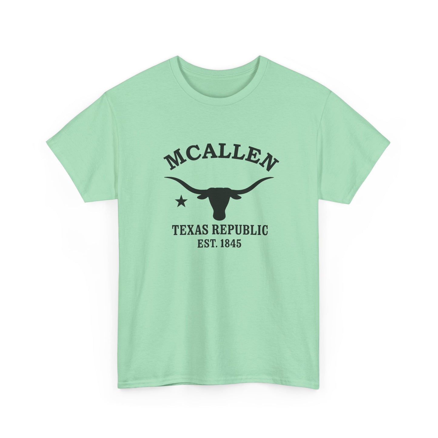 McAllen Texas Vintage Retro Unisex Heavy Cotton Tee - Black Logo