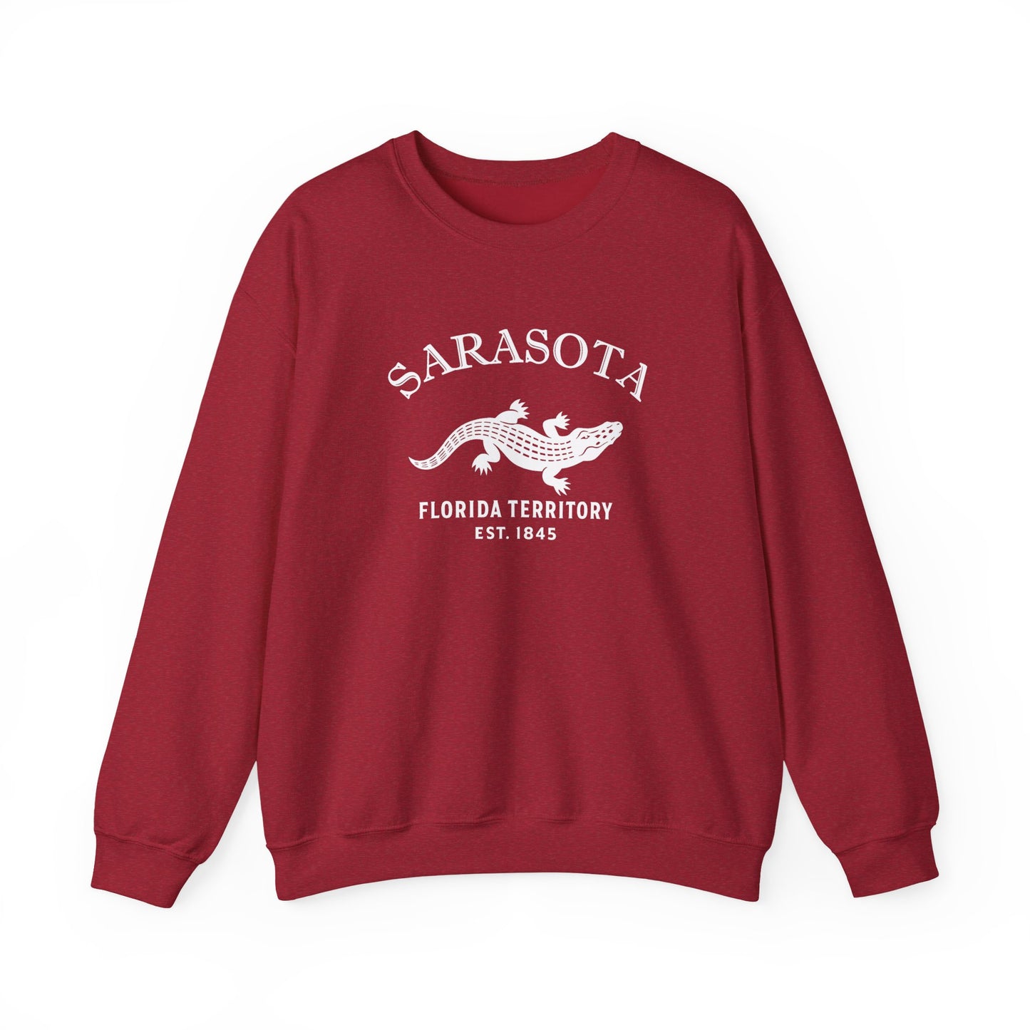 Sarasota Florida Vintage Retro Unisex Heavy Crewneck Sweatshirt - White Logo