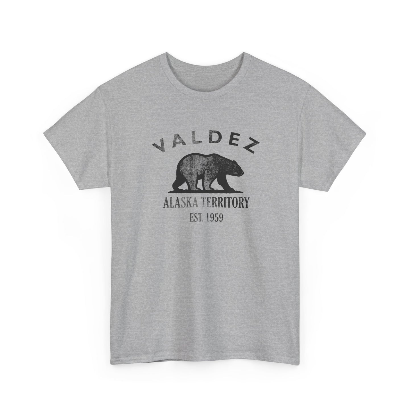 Valdez Alaska Vintage Retro Unisex Heavy Cotton Tee - Black Logo