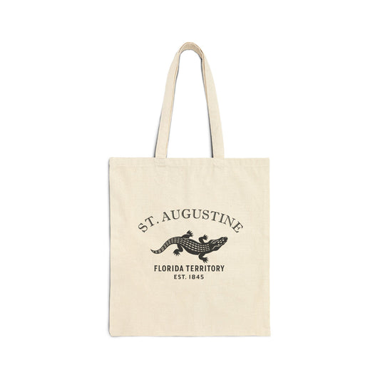St Augustine Florida Vintage Retro Cotton Canvas Tote Bag - Black Logo