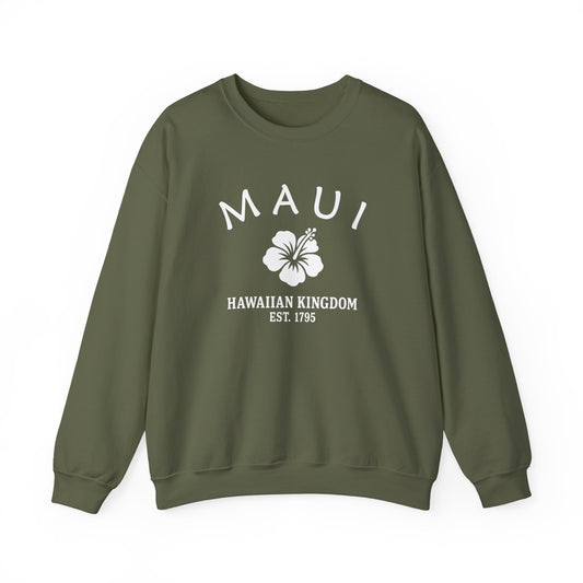 Maui Hawaii Vintage Retro Unisex Heavy Crewneck Sweatshirt - White Logo