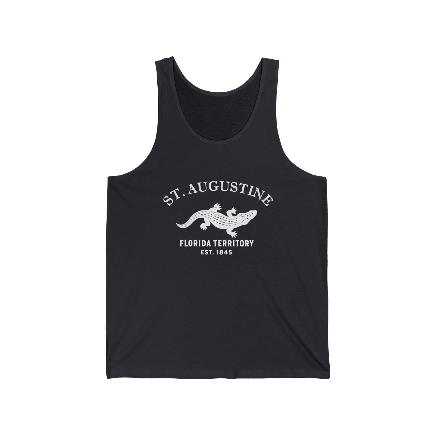 St Augustine Florida Vintage Retro Unisex Cotton Jersey Tank Top - White Logo
