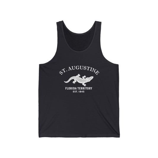 St Augustine Florida Vintage Retro Unisex Cotton Jersey Tank Top - White Logo