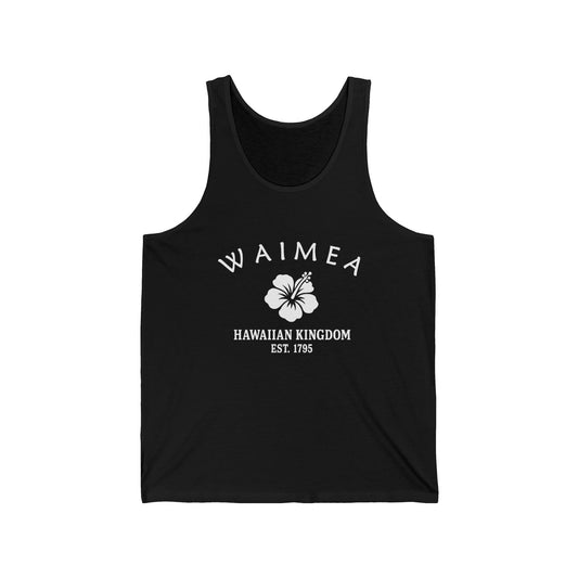 Waimea Hawaii Unisex Cotton Jersey Tank Top - White Logo