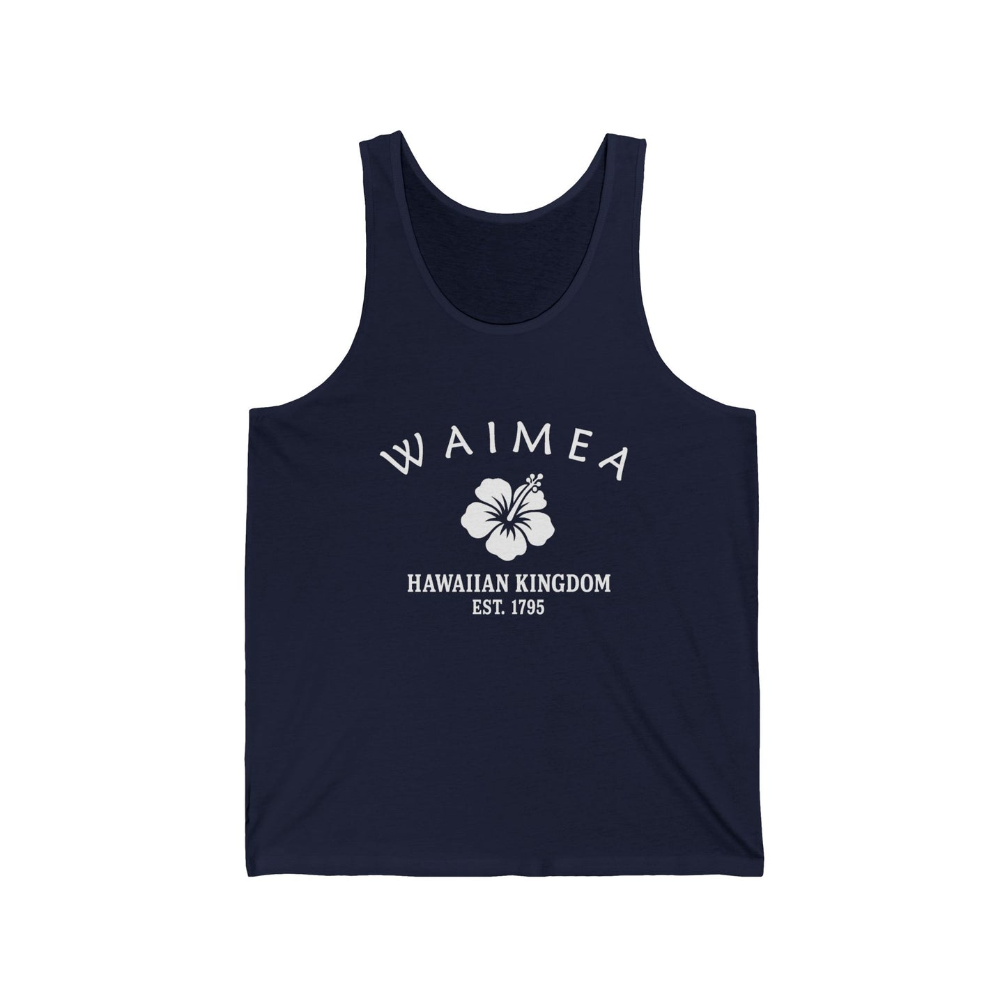 Waimea Hawaii Unisex Cotton Jersey Tank Top - White Logo