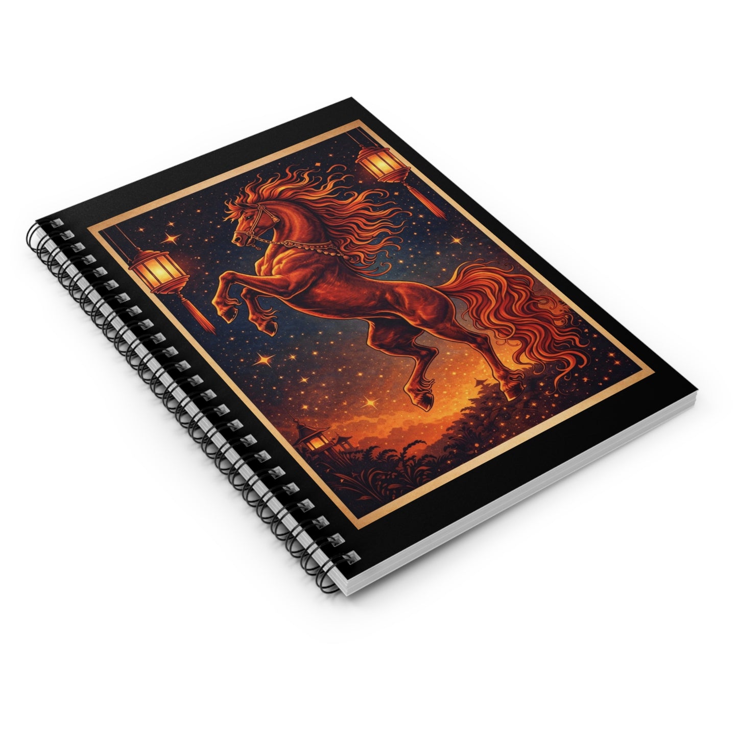 Zodiac Year of the Horse (2026+) Vintage Retro Art Series Spiral Ruled Journal