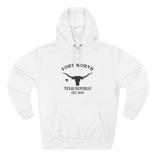 Fort Worth Texas Vintage Retro Unisex Heavy Cotton Hoodie - Black Logo