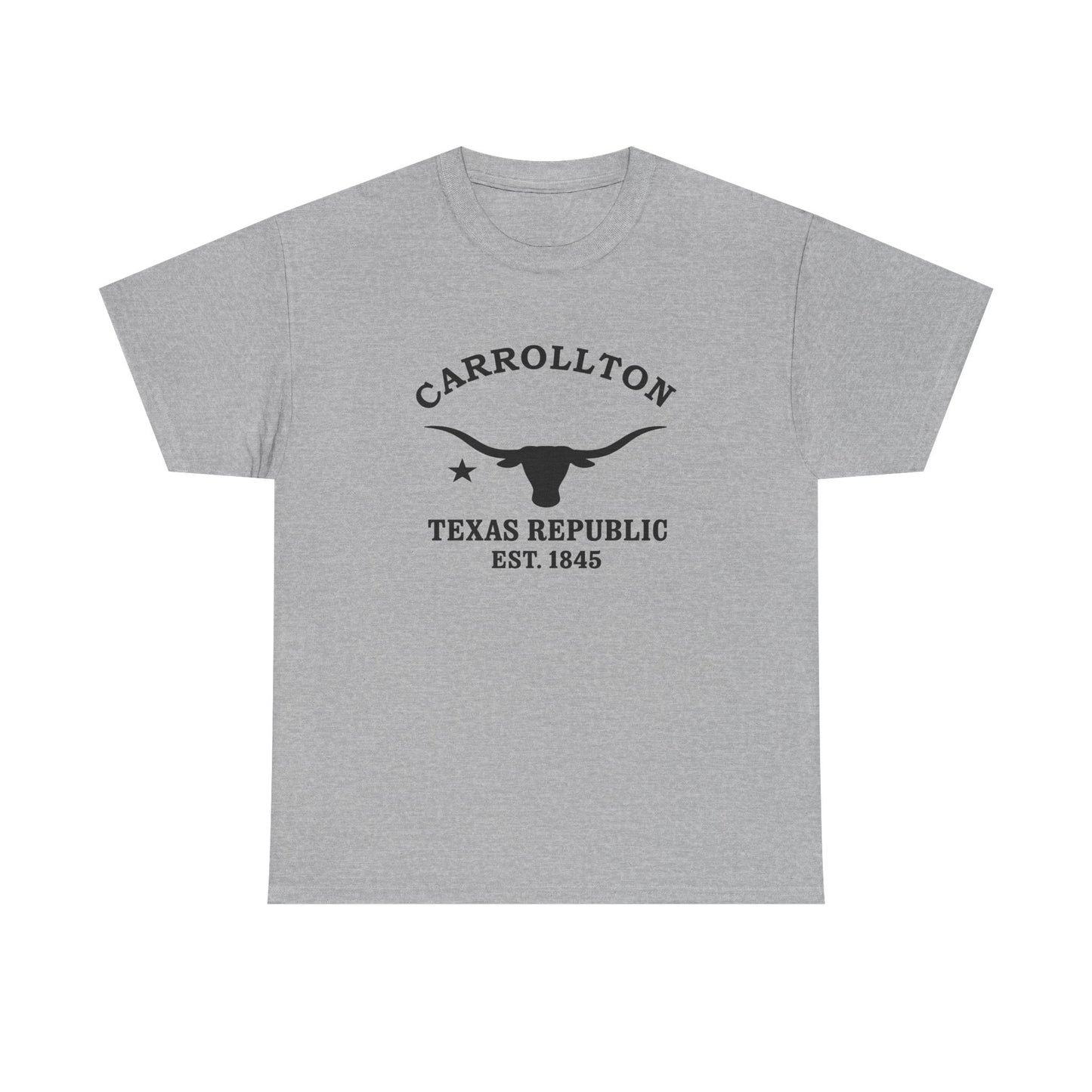 Carrollton Texas Vintage Retro Unisex Heavy Cotton Tee - Black Logo