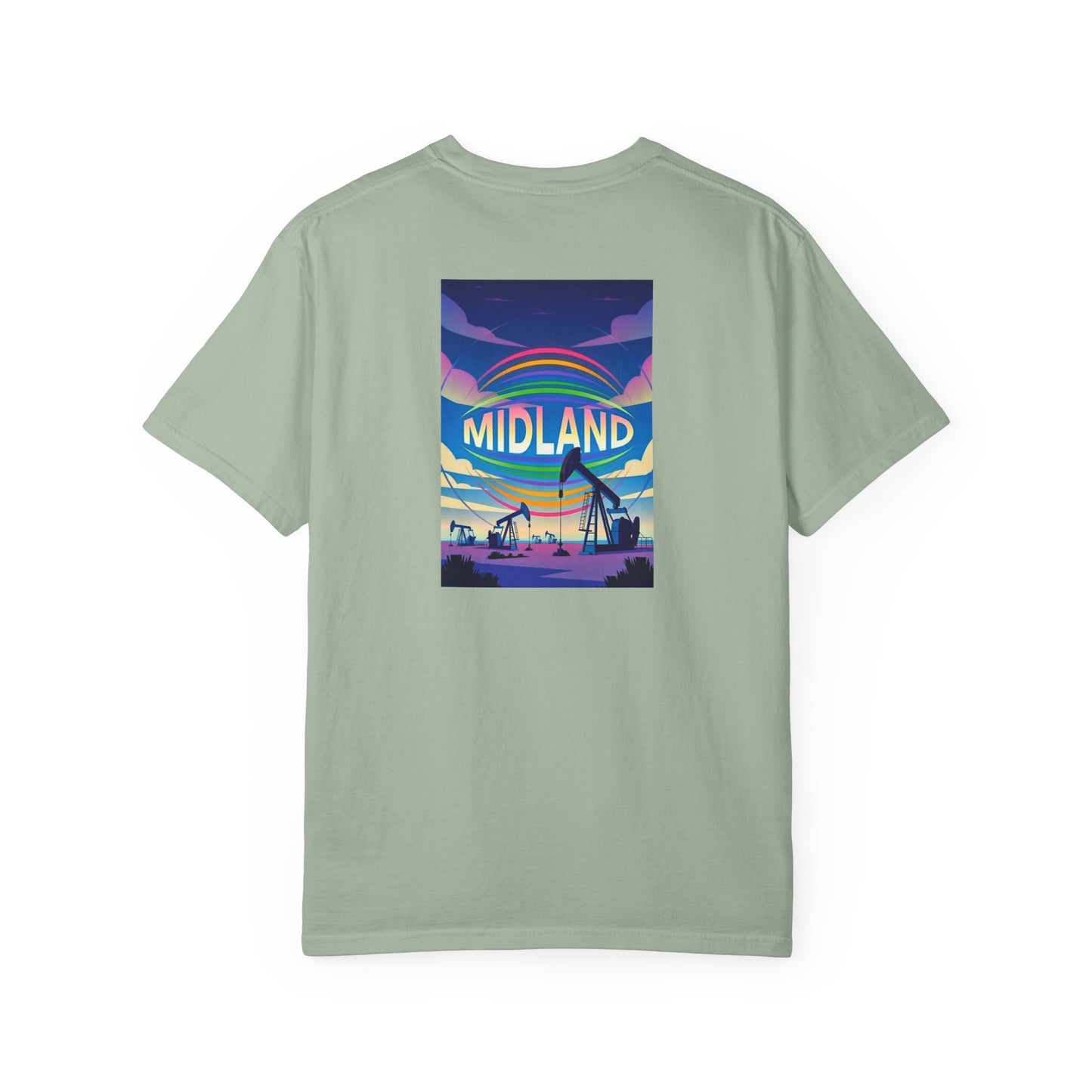 Midland Texas Vintage Retro Back Printed Art Series Cotton Tee - Black Logo