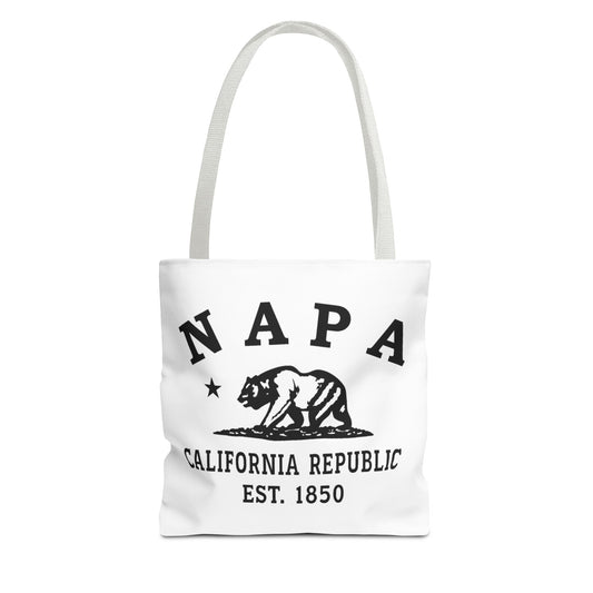 Napa California Vintage Retro Light Canvas Tote - Black Logo