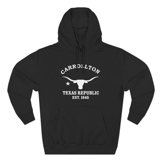 Carrollton Texas Vintage Retro Unisex Heavy Cotton Hoodie - White Logo