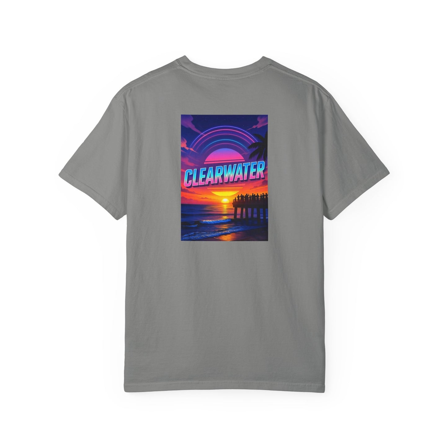 Clearwater Florida Vintage Retro Back Printed Art Series Cotton Tee - Black Logo