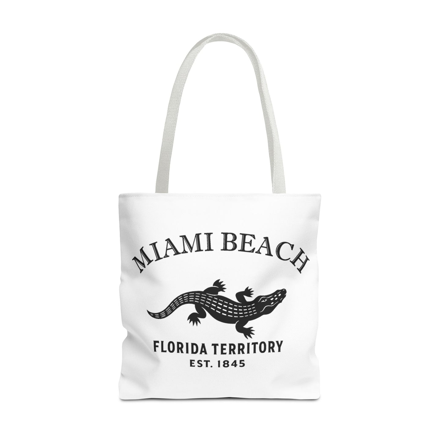 Miami Beach Florida Vintage Retro Light Canvas Tote - Black Logo