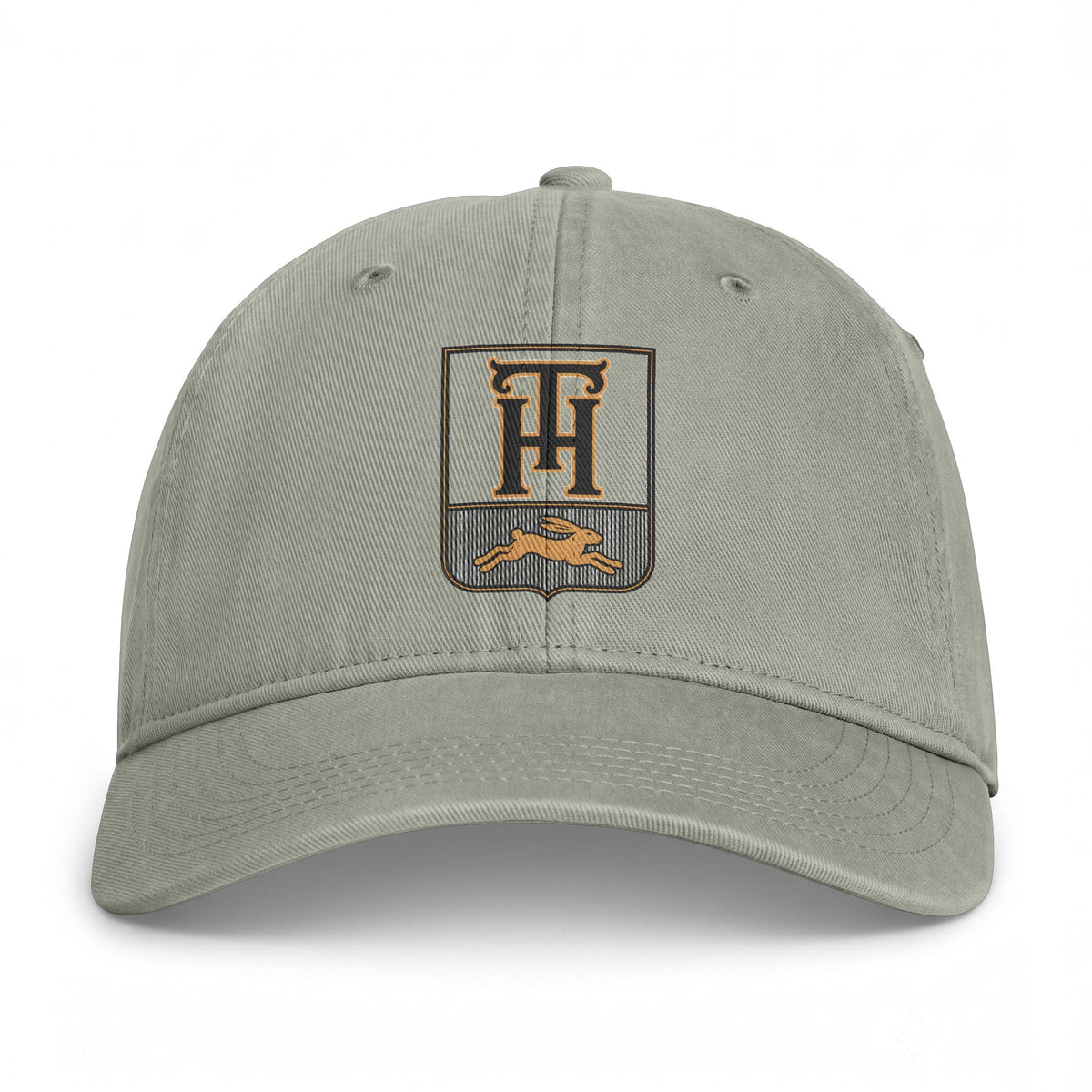 Sandstone Team Haas Hat, TH Family Crest Printed on Washed Cotton Dad Cap