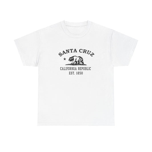 Santa Cruz California Vintage Retro Unisex Heavy Cotton Tee - Black Logo