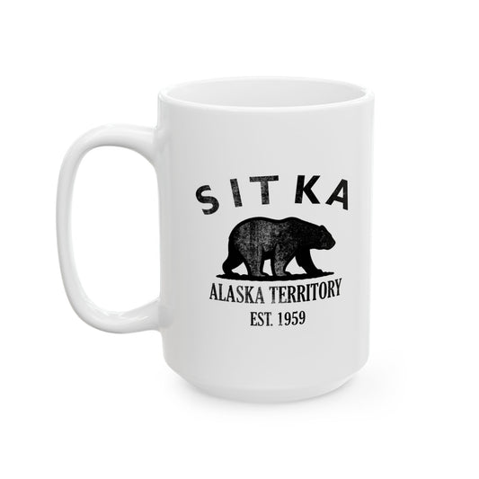 Sitka Alaska Vintage Retro Ceramic Mug - Black Logo
