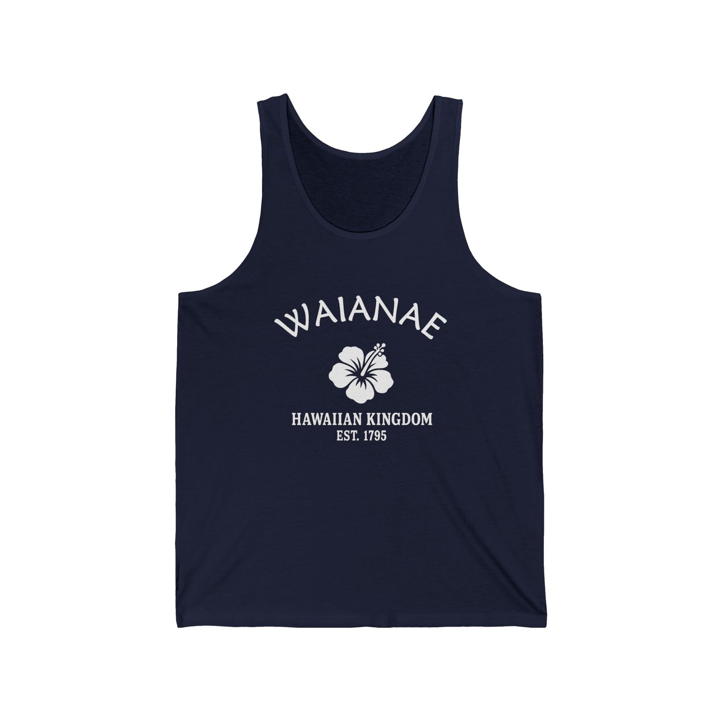 Waianae Hawaii Vintage Retro Unisex Cotton Jersey Tank Top - White Logo
