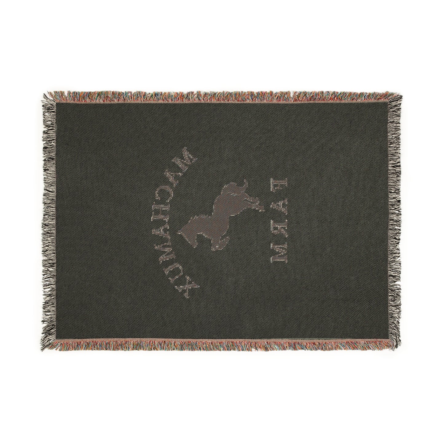 Machamux Farm Vintage Retro Cotton Woven Blanket - Black Logo